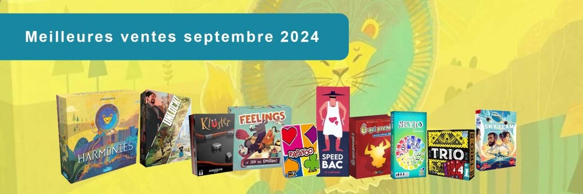 Top 10 des jeux de société les plus vendus en septembre 2024 - L'Atelier des Jeux