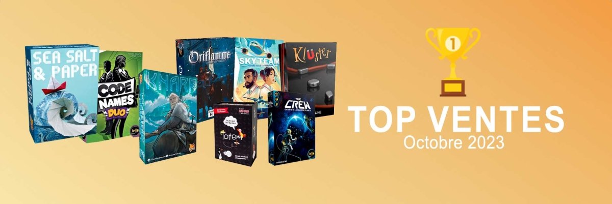 Top ventes : jeux de société d'octobre - L'Atelier des Jeux