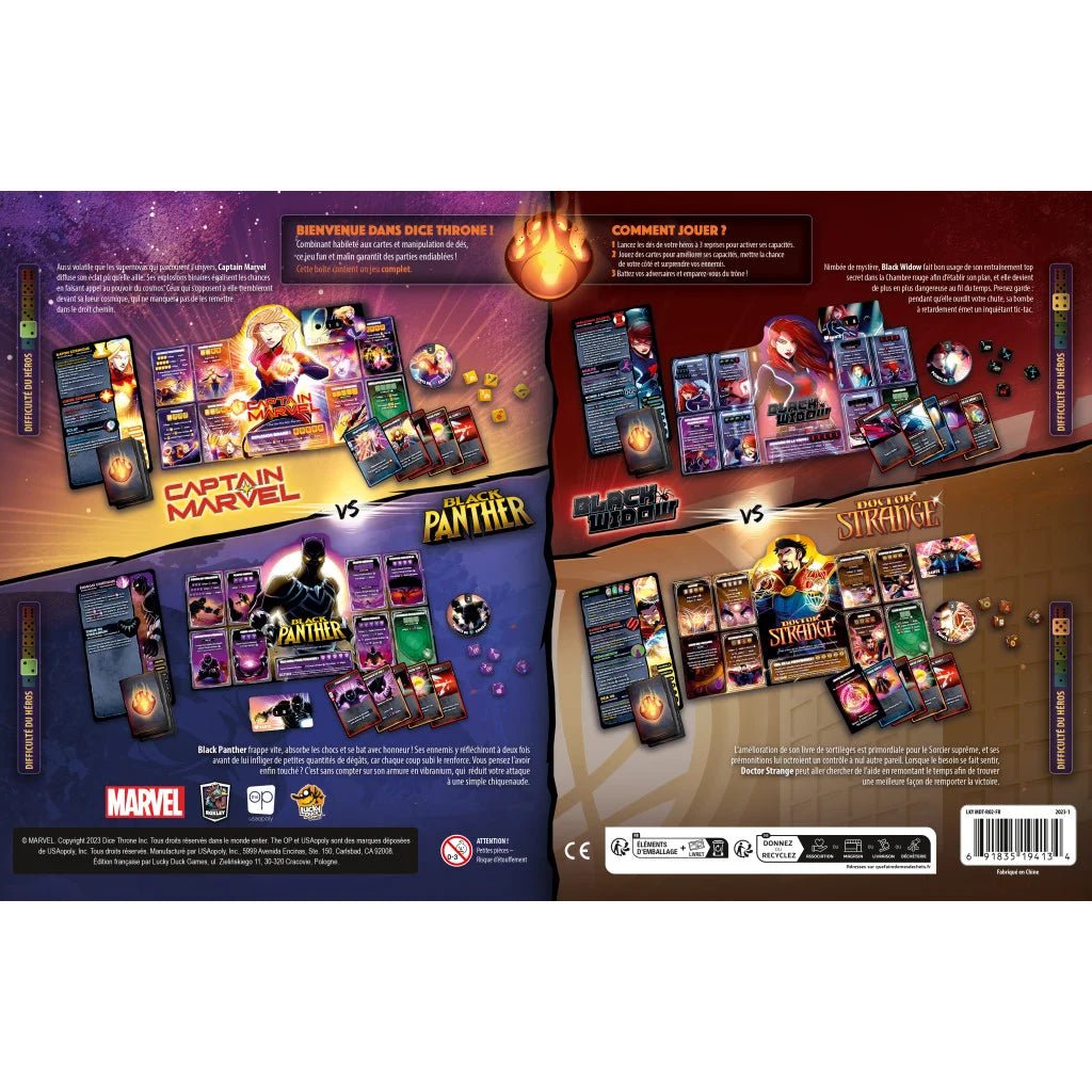 Dice Throne Marvel : Captain Marvel - Black Panther - Dr Strange - Black Widow_Jeu - de - société