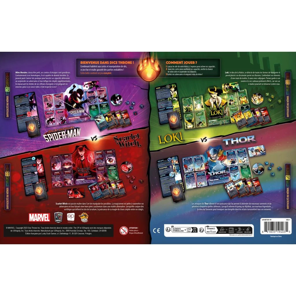 Dice Throne Marvel : Scarlet Witch - Thor - Loki - Spiderman Miles Morales_Jeu - de - société