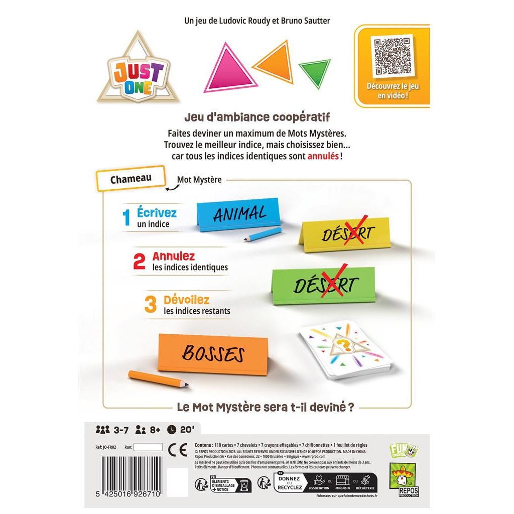 Asmodee - Just One - Jeu de Société Coopératif pour Enfants dès 8 Ans | Jeu de Cartes d'Ambiance en Famille avec Mots à Deviner - 3 à 7 Joueurs - 20 Asmodee - Just One - Jeu de Société Coopératif pour Enfants dès 8 Ans | Jeu de Cartes d'Ambiance en Famille avec Mots à Deviner - 3 à 7 Joueurs - 20