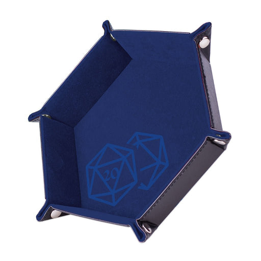 Piste de dés - D20 Bleu foncé - 19 x 19 cm - Cuir et velours_Jeu - de - société