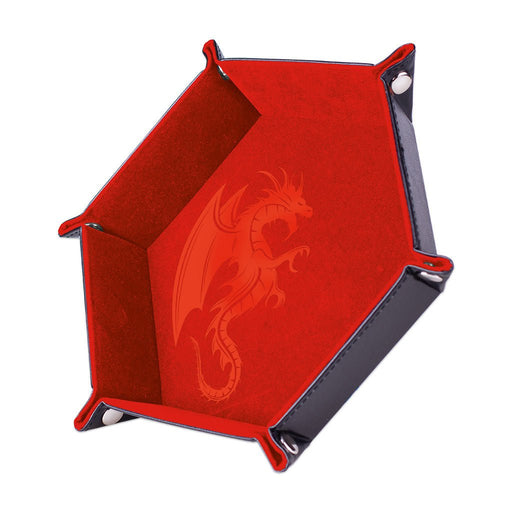 Piste de dés - Dragon Rouge 19 x 19 cm - Cuir et velours_Jeu - de - société