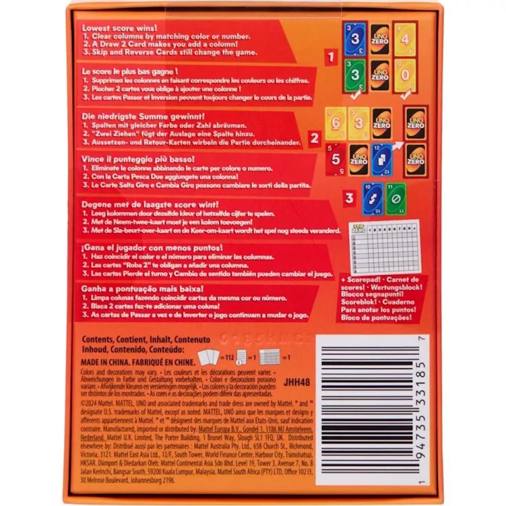 Uno Zéro_Jeu - de - société