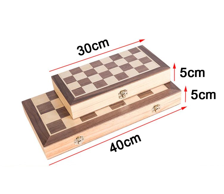 Jeux d'échecs en bois coffret pliable - 30 cm_Jeu-de-société